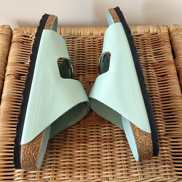 Birkenstock Arizona Big Buckle Natural Leather Patent Size 6 NEW - Picture 7 of 11